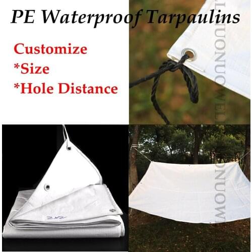 Customize Size 0.32mm White PE Tarpaulin Rainproof Cloth Double Side Waterproof Truck Cover Thicken Balcony Cover Sunshade Tarp