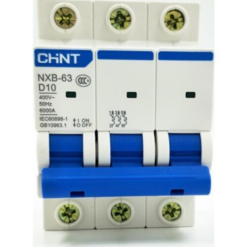 CHINT New C45N Mini Circuit Breaker NXB-63 3P D10A 400V MCB replace DZ47-60 D10A 3P Circuit Breaker