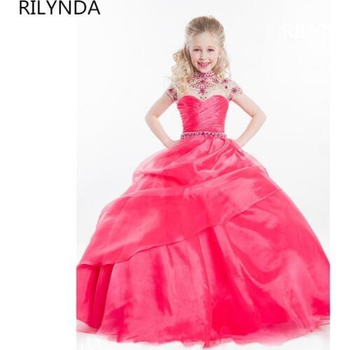 Kids Flower Girl Dresses Children Pageant Evening Gowns Sequined Lace Mesh Ball Gowns Wedding First Communion Dresses
