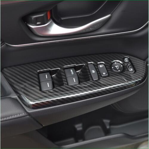 For Honda CRV CR-V 2017 2018 ABS Carbon Paint Car Door Window Switch Lift Button Handle Panel Cover Trim LHD Car Styling