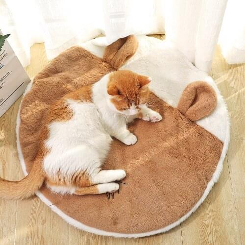 Cartoon Cat House Hit Color Cat Beds & Furniture Full Wool Round Cushion Cat Cave Adult Cat Kitten Comfortable Warm Bed Pet All
