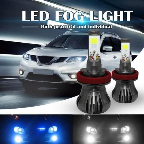 Dual Color 160W H8 H9 H11 880 881 LED Fog Light Bulbs 6000K White 8000K Ice Blue Colors Strobe Lamp Bulb COB Bulb Fog Light