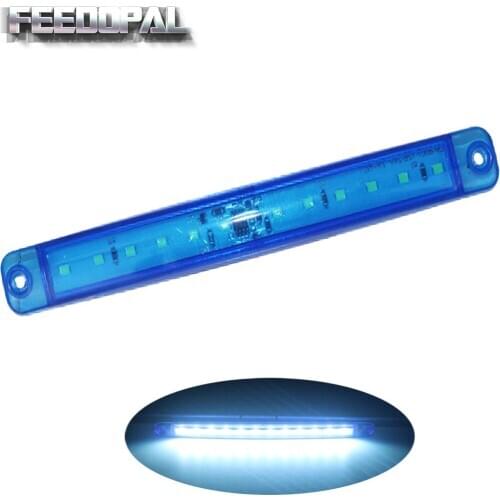FEEDOPAL 1× Blue 24V 12Led Flashing Strobe Lamp Indicator Signal Tail Side Marker Lights Emergency Grille Car Truck Trailer