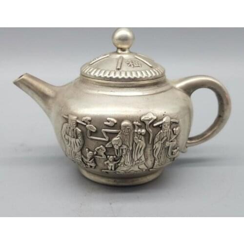 China White copper Fu lu shou teapot crafts statue