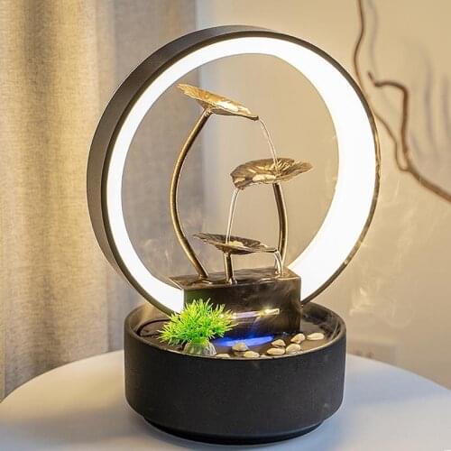 Creative Indoor Fountains Lucky Feng Shui Ceramic Iron Art Water Fountain Office Desktop Waterfall Flowing Ornaments Home Decor