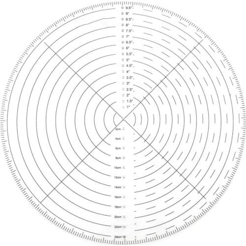 Round Sewing Ruler Center Finder 10Inch Acrylic Ruler for Cutting Fabric Quilting Templates DIY Hand Sewing Tool