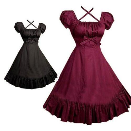 LLT063) Beautiful Gothic Lolita Dress Short-sleeve Shirt Dress for Women Cosplay Costumes Retro Dresses Customized