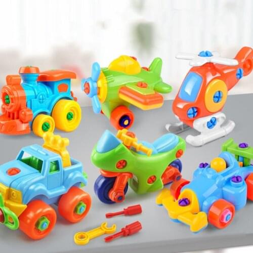 Cartoon Children Disassembly Assembly Model Screwing Blocks Toys Education Toys Assembly Construction Airplane Trains Mode Toys