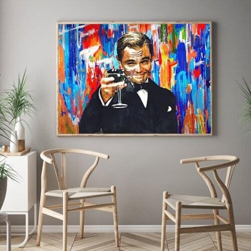Wall Street Canvas Painting Art Wolf Leonardo DiCaprio Celebrates Success Poster Living Room Home Decoration Painting Frameless