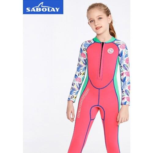 2MM Neoprene Wetsuits Kids Swimwears Diving Suits Long Sleeves Girls Surfing Children Rash Guards Snorkel One Pieces