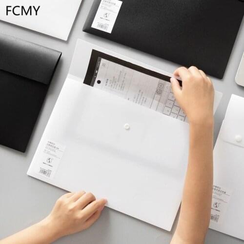 2021 New A3/A5/B5 Portable File Folder Big Capacity Document Bag Simple Business Briefcase Plastic Storage Organizer Snap Bag