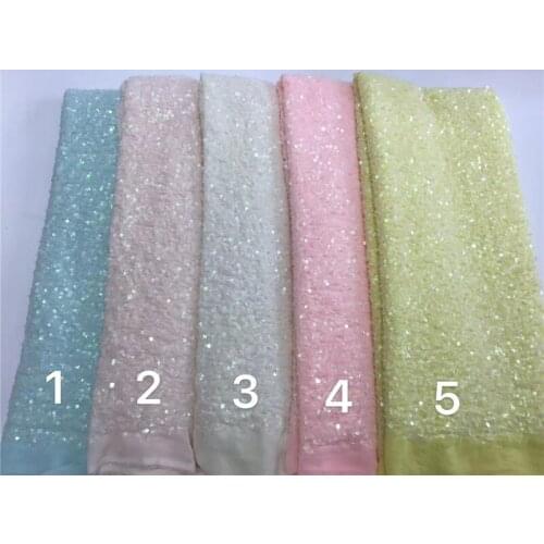 New Arrival 15JRB-121402 Nigerian Lace Fabric Top Sale Fashion Sequins Embroidery Chiffion for Wedding or Party Show Dress