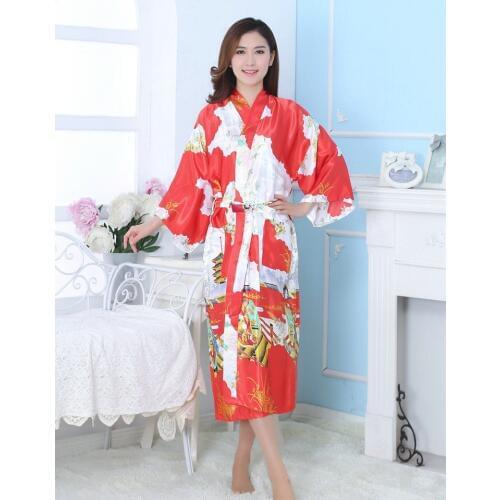 New Japanese Robes For Women Free Shipping Bridesmaid Bathrobe Luxury Long Robes Sexy Printed Large Size Summer Home Wear Suits