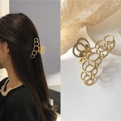 Punk Simple Round Hollow Metal Hoop Hair Claws for Women Girls Kids Barrette Hairpin Hair Clips Wholesale 2021 New Arrival Trend