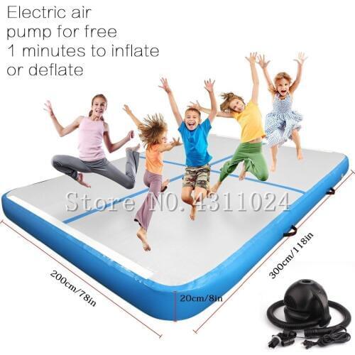 Super Large Airtrack Gymnastic Tumbling Mat Inflatable Air Floor Mat Exercise Mat with Free Electrical Pump for Home (3x2x0.2m)