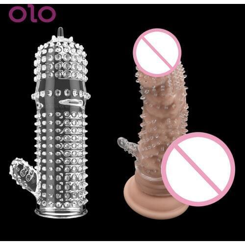 OLO Delayed Ejaculation Sex Toys For Men Reusable Condom G-spot Stimulation Cock Sleeve Time Delay Crystal Penis Sleeve