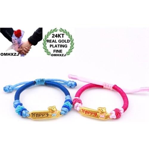 OMHXZJ Wholesale CA374 European Fashion Fine Woman Man Party Birthday Wedding Gift Happy Pig DIY Beads 24KT Gold Pendant Charm