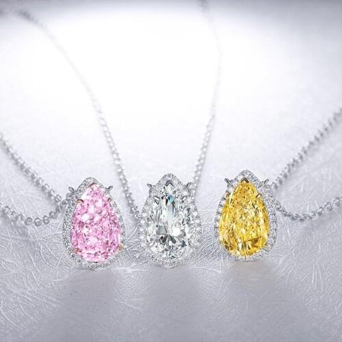 925 Sterling Silver Necklace 3.0ct Pear Shape Simulated Diamond for Wedding Engagement