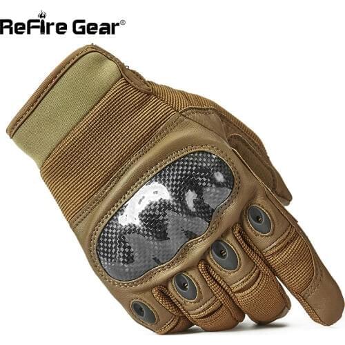 ReFire Gear Army Combat Military Gloves Men SWAT Soldier Full Finger Tactical Gloves Hard Knuckle Shoot Paintball Bicycle Gloves
