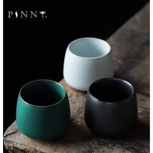 PINNY 120ML Vintage Japanese Style Coarse Pottery Teacup Ceramic Glaze Kung Fu Tea Cups Retro Master Cup