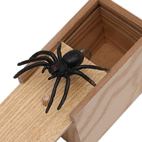 April Fools Day gift Wooden Prank Trick Practical Joke Home Office Scare Toy Box Gag Spider Mouse Kids Funny Play Joke Gift Toy