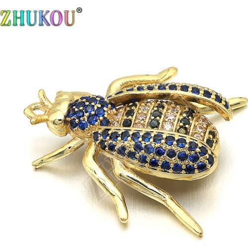 22*23mm Brass Micro Pave Cubic Zirconia Beetles Charms Pendants, Mixed Color, Hole: 1.2mm, Model: VD288