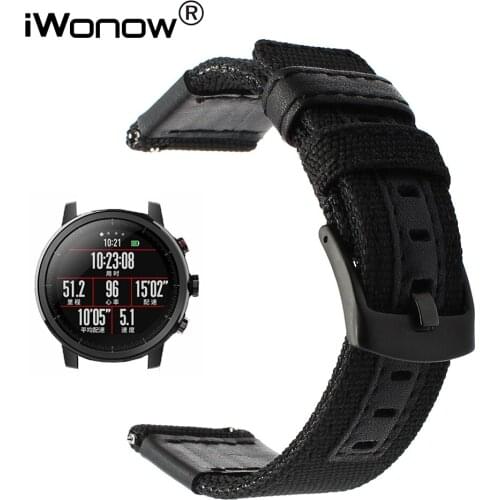 Genuine Nylon & Leather Watchband Quick Release for Xiaomi Huami Amazfit Straptos 2 / 2S Smart Watch Band Wrist Strap Bracelet