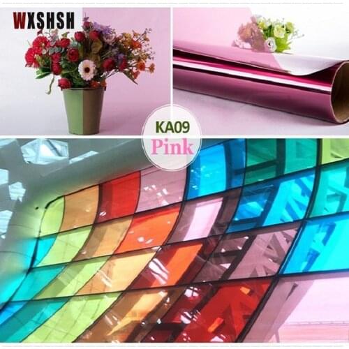 Pink Glass Film Self-Adhesive Removabl Decorative Sun-Blocking Window Door Cabinet Table Glass Wall Decals Hand Work Tint-Film