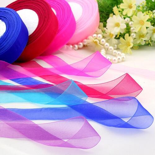 Hot 25MM 1-1/2" Peacock Blue Organza chiffon ribbon Christmas wedding supplies DIY Bow Handmade hair ribbons (50 yards/roll )