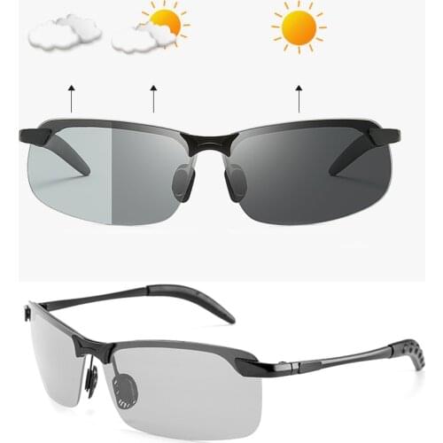 Polarized Sunglasses Men Vintage Photochromic Sun Glasses Male Mental Frame Rectangle Polaroid Glasses Women Driving Eyewear