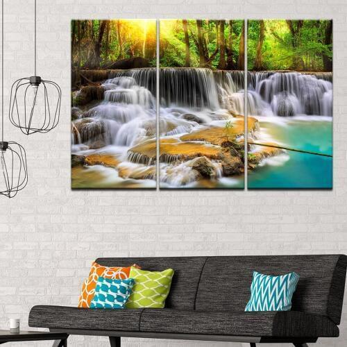 Modern Canvas Painting Wall Art Poster Wall Pictures 5 Panels Beautiful Waterfall Art Printed On Canvas Modular Picture Artwork