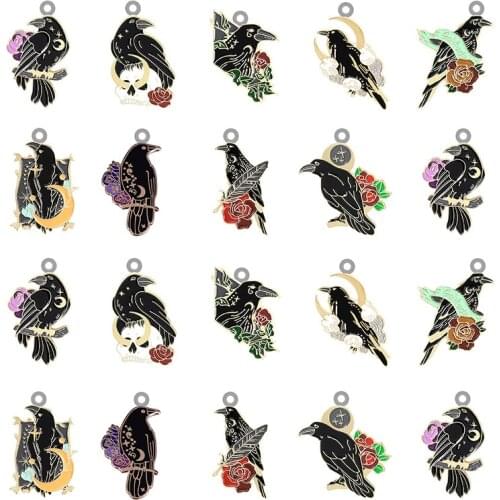 TAFREE Crow New Creative Acrylic Pendant Epoxy Resin Jewelry Making Pendant Earrings Necklace Accessories For Friends