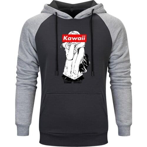 Anime Cartoon Raglan Hoody For Mens Long Sleeve Clothing Hipster Standard Tops Fashion Pullovers Winter Autumn Moletom Masculino