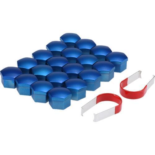 20pcs/lot Universal 17mm Chrome Plastic Car Wheel Nut Covers Bolt Caps with Removal Tools Car Styling Accessories