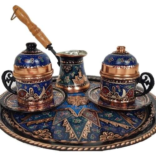 WONDERFUL GORGEOUS Turkish Greek Arabic Moroccan Coffee Espresso Cups Set of 2 - Coffee Pot and Plates Tray Set with Lid and Hol