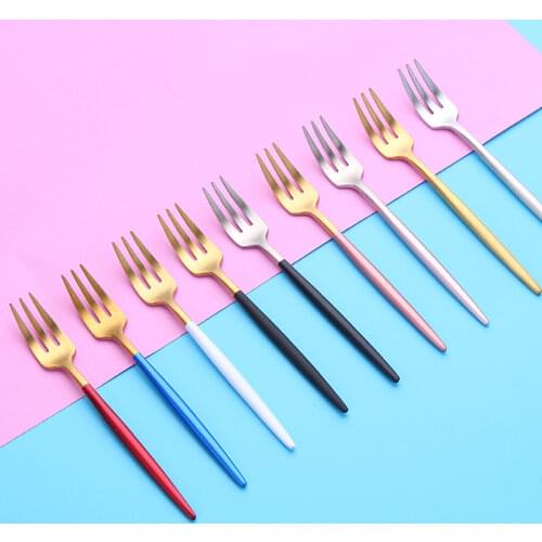 1Pcs Fruit Fork 304 Stainless Steel Cake Forks Black Gold Colourful Tea Fork Dinnerware Set Snail Fork Hotel Party Restaurant