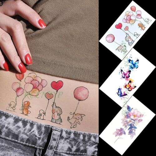 Waterproof Temporary Tattoo Sticker Balloon Rabbit Butterfly Elephant Flower Tattoos flash tatoo fake tattoos for women men kids