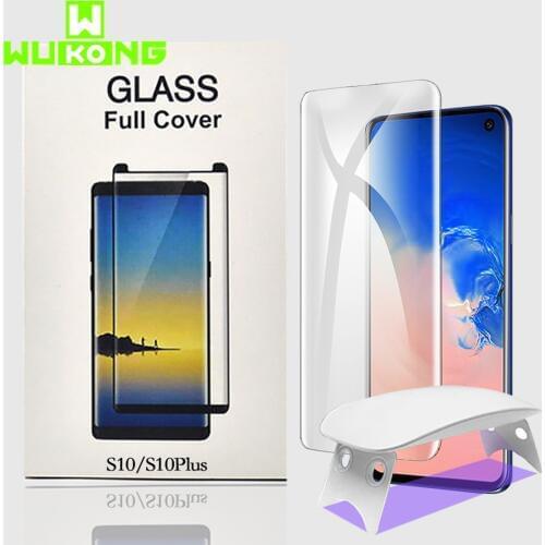 UV Full Glue Screen Protector For Samsung S10e Plus Note 10 Plus Tempered Glass Full case UV Light Liquid Mate30 Pro P30 P40 Pro