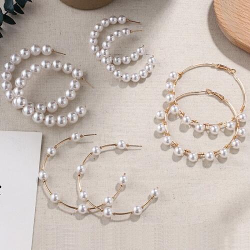 New Fashion Classic Pearl Hoop Earrings For Women Girls Unique Exaggerates Big Earrings Minimalist Elegant Wedding Jewelry Gift