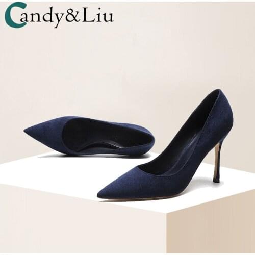 Royal Blue High Heels Women 2021 Spring New Product Temperament Versatile Thin 10cm Shallow Mouth Pointed Thin Heel Women