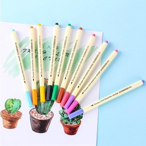 10pcs Water Color Calligraphy Pen Writing Brush Erasable Painting Drawing Graffiti Mark Pen Home School Office Supply Stationery