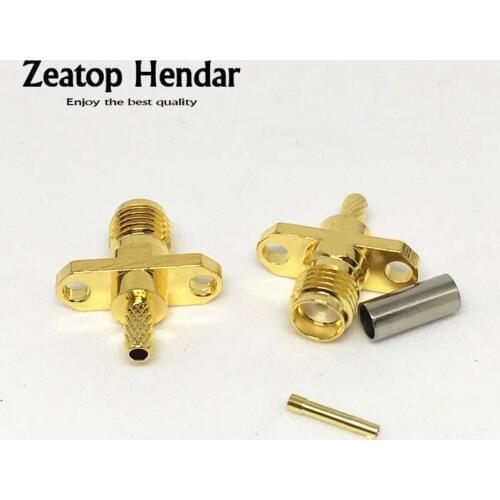 4Pcs SMA Connector Jack Female 2-Hole Flange/Panel Crimp RF Connector for LMR100