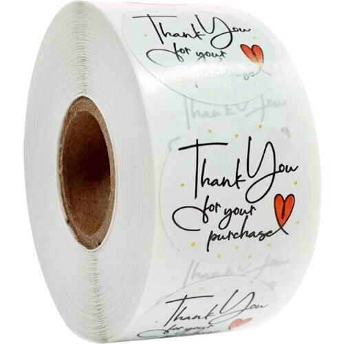 500Pcs/Roll Thank You For Your Purchase Stickers Seal Labels For Small Shop Commodity Packet Decor For Scrapbooking Stationery