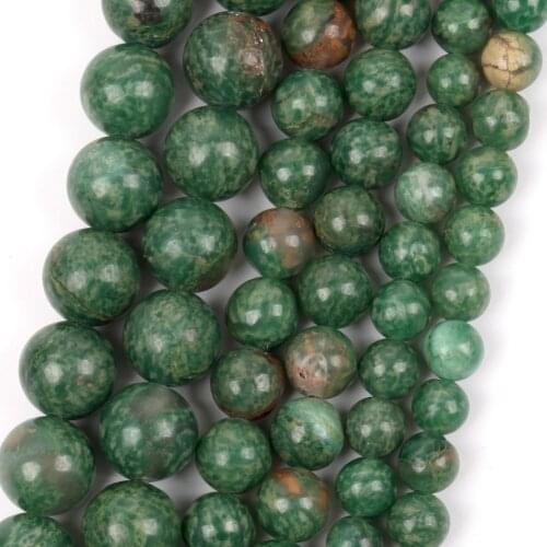 6/8/10mm Natural Stone Beads African Green Jaspers Round Loose Beads for Jewelry Making Supplies Diy Bracelets Accessories 15"