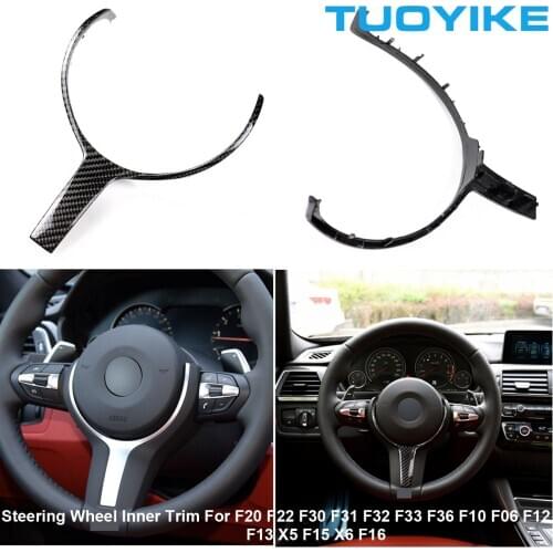 Car Real Carbon Fiber Steering Wheel Inner Trim Cover Sticker For BMW M Sport F20 F22 F30 F31F32 F33 F36 F10 F06 X5 X6 F15 F16