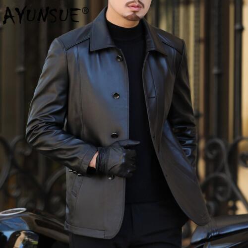 AYUNSUE Leather Jacket 2020 Sheepskin Genuine Leather Coats Men Spring Autumn Leather Jackets Cuero Genuino BANG18A1836 YY266