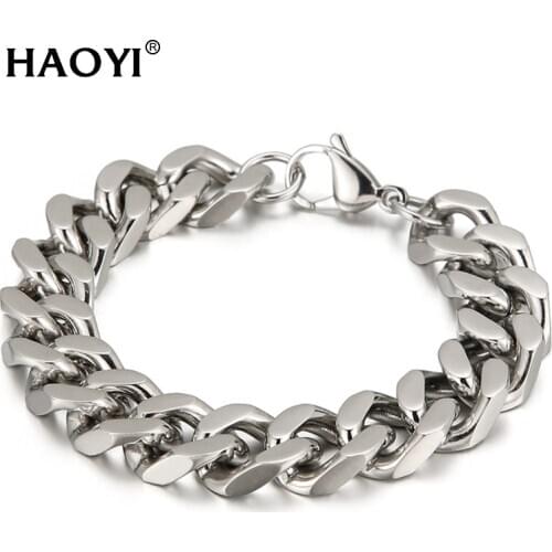 8/12/13mm Mens Simple Stainless Steel Curb Cuban Link Chain Bracelets for Women Unisex Wrist Jewelry Gifts
