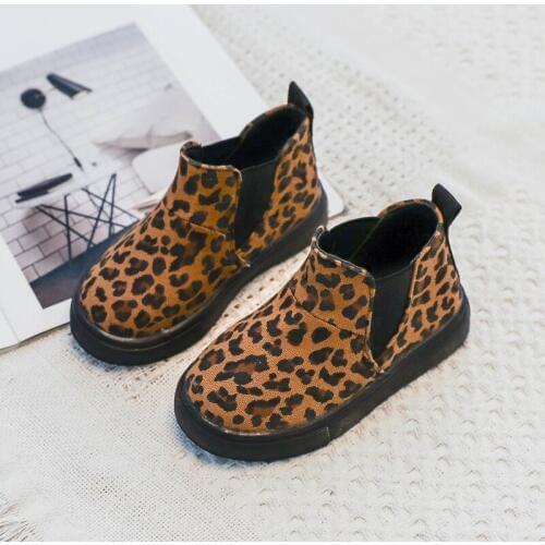 Kids boots for toddler girl casual sports shoes Autumn winter boy childrens Martin Boots ankle Leopard-print 1 2 3 4 5 6 years