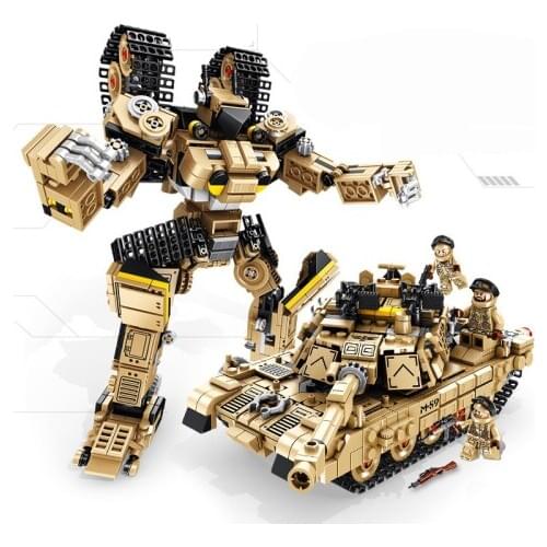 810PCS Educational Building Blocks Toys For Kids 6Years DIY Birthday Present Panlos 621020 2 IN 1 Robot Tank Model Small Bricks