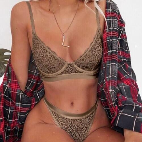 Exotic Apparel Lace Hot Exotic Lingerie Set Bra Top Brief Women Clothing Sleepwear Womens Fashon Underwear Set Sexy Nightwear